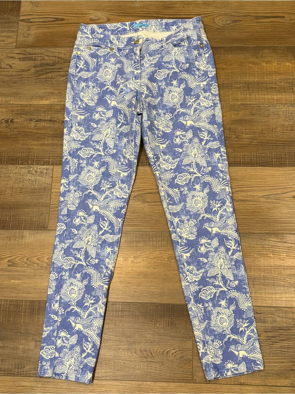 J. McLaughlin Lexi Jeans in the Floral Peacock Mini Buena Vista Print